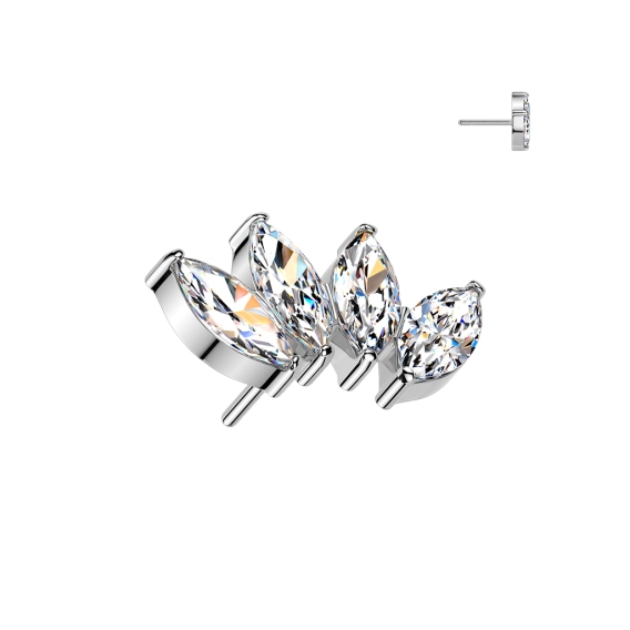 Titanium push-in end Quadruple Marquise