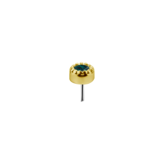 Emerald nano gem milgrain bezel set set 18k