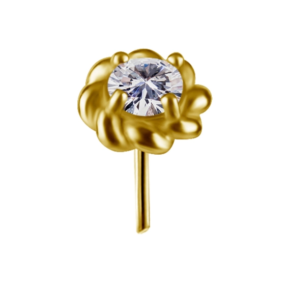 Phlox złota ozdoba push-in z białą cyrkonią