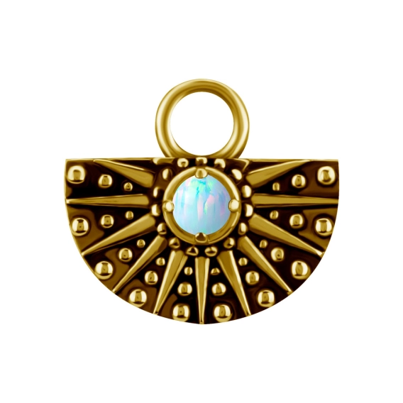 Gold piercing charm Xena white opal