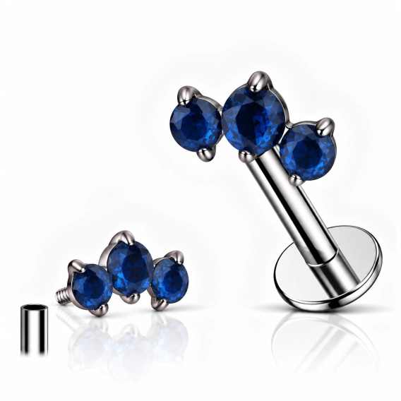 Titanium labret Roya with blue gems