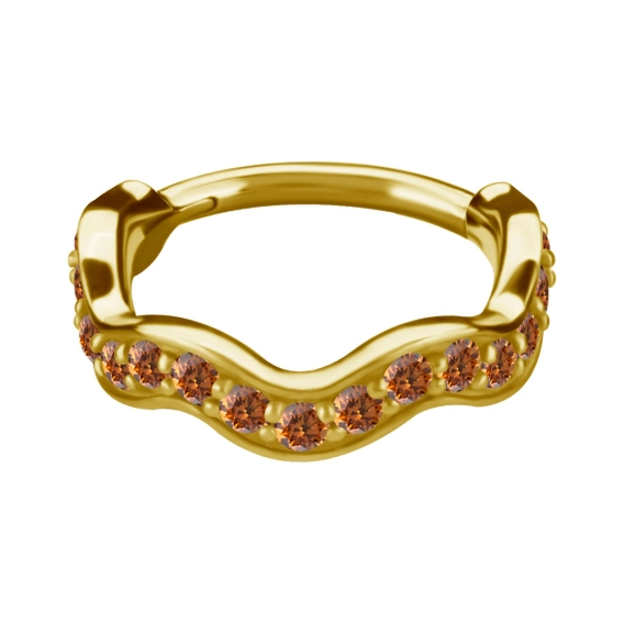 Gold helix conch clicker Wave with champagne CZ