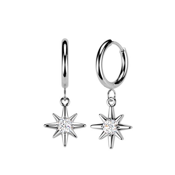 Stalowy clicker do ucha z zawieszką Sunburst
