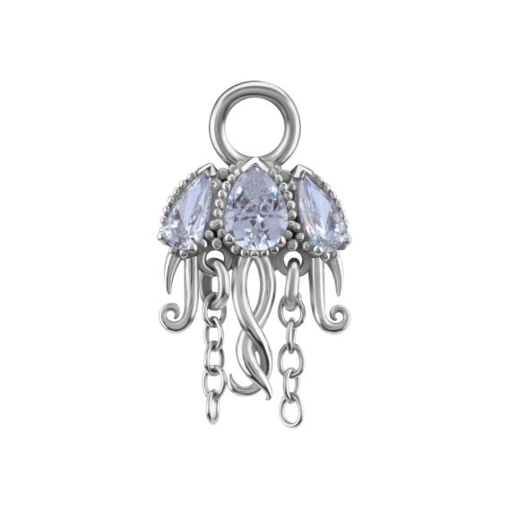 Piercing charm Jellyfish white gem