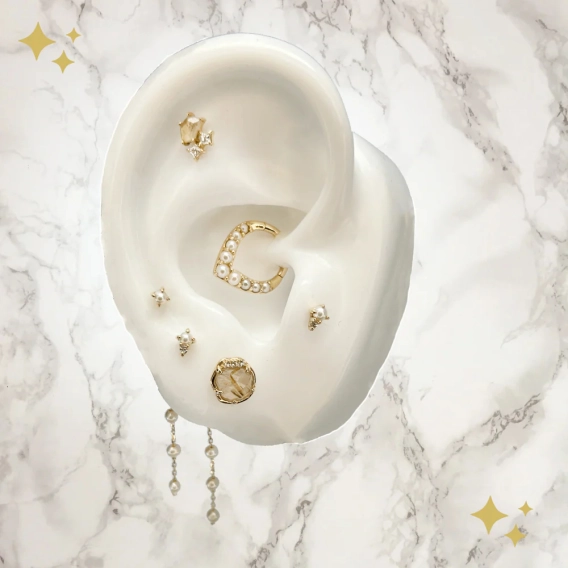 The Light - Pearl ozdoba push-in z żółtego złota 14k