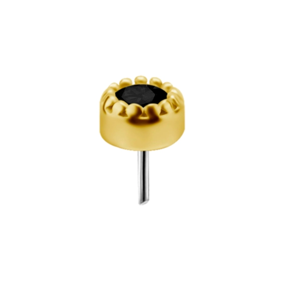 Czarny spinel w oprawie milgrain bezel set ze złota 18k