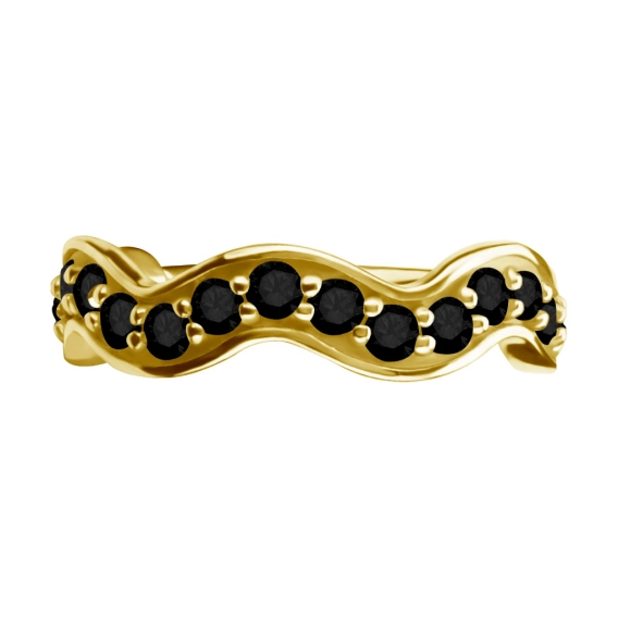 Gold helix conch clicker Wave with black CZ