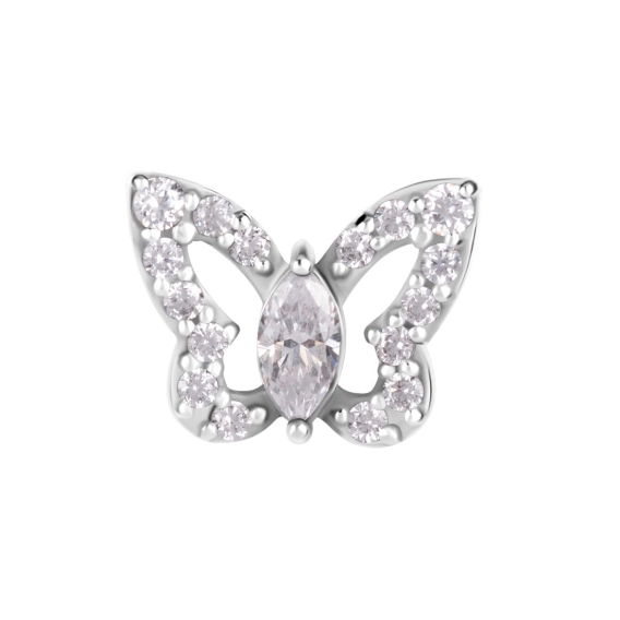Labret Butterfly białe kryształki