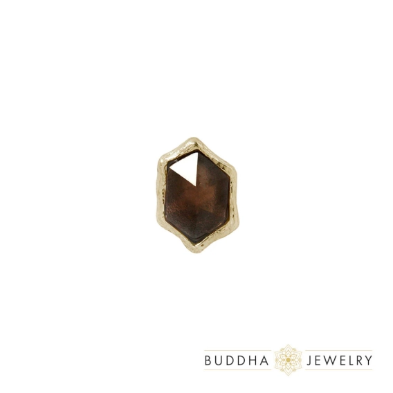 Pump up the volume Smoky Quartz ozdoba push-in z żółtego złota 14k