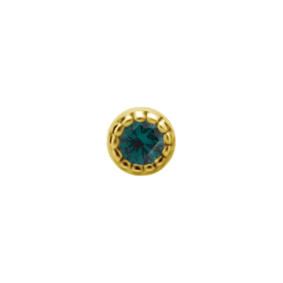 Emerald nano gem milgrain bezel set set 18k