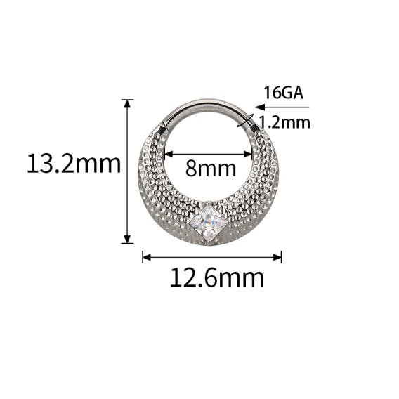 Tytanowy septum daith clicker Arcana biała cyrkonia