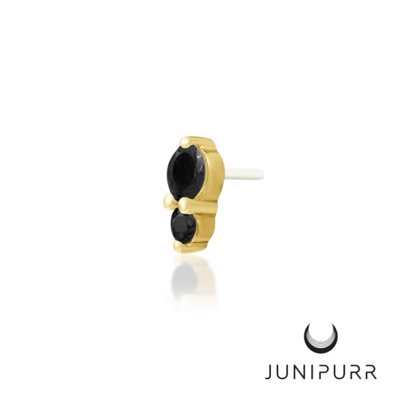 Aman Black Cubic Zirconia push-in top yellow gold 14k