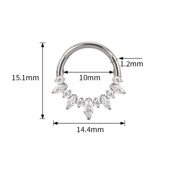 Tytanowy septum daith clicker Frozen białe cyrkonie