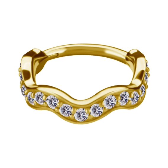 Gold helix conch clicker Wave with clear CZ