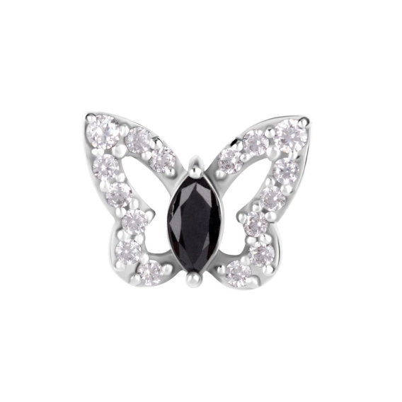 Labret Butterfly czarny kryształek