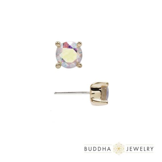 Mercury Mist Topaz prong set ozdoba push-in z żółtego złota 14k