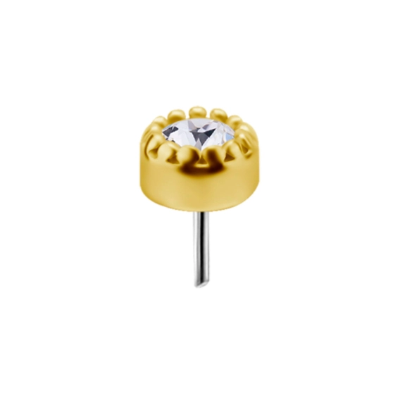 Biała cyrkonia w oprawie milgrain bezel set ze złota 18k