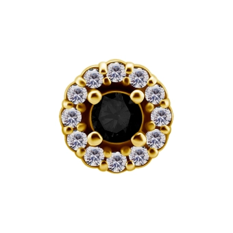 Grazia złota ozdoba push-in z czarną cyrkonią