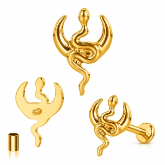 Złoty tytanowy labret Moon Serpent