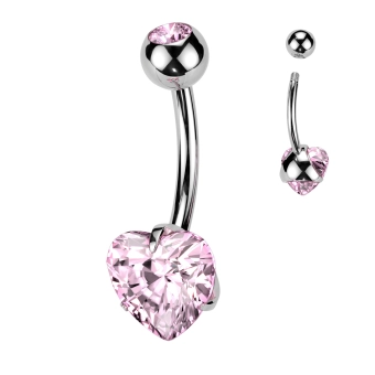 Titanium belly button barbell pink heart