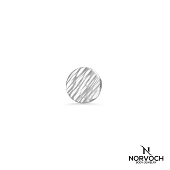 Round disc diamond cut ozdoba push-in z białego złota 14k