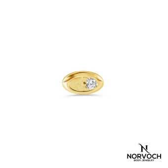 Gemmed Oval  push-in top 14k yellow gold