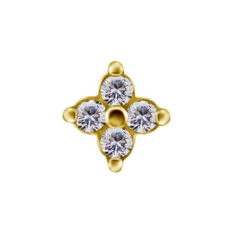 Quatro gem gold push-in top with clear gems