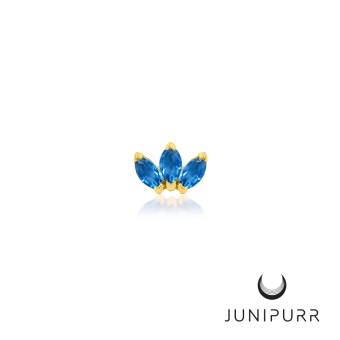 Triple Marquise Fan Sapphire Blue ozdoba push-in z żółtego złota 14k