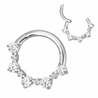 Tytanowy septum daith clicker Rosalie białe cyrkonie