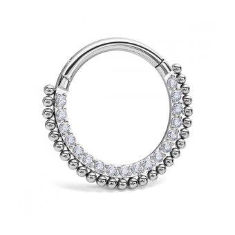 Tytanowy septum daith clicker Celeste białe cyrkonie