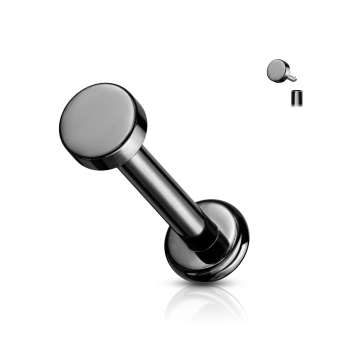 Black titanium flat top labret internally threaded
