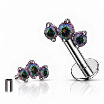 Titanium labret Roya with rainbow gems