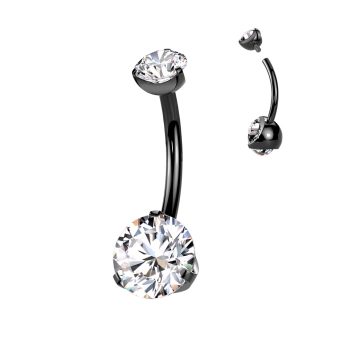 Titanium black navel barbell gemstone