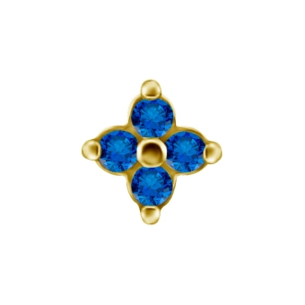 Quatro gem gold push-in top with blue gems
