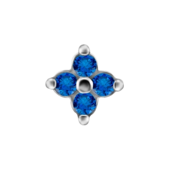 Quatro gem flower ozdoba push-in z niebieskimi cyrkoniami