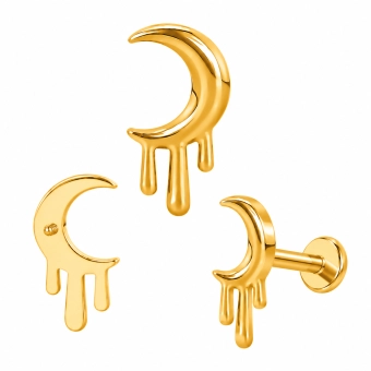 Złoty tytanowy labret Moon Drip