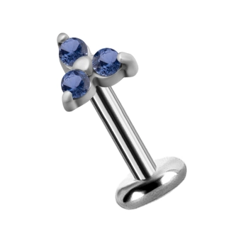 Labret Crystal Trinity niebieskie kryształki
