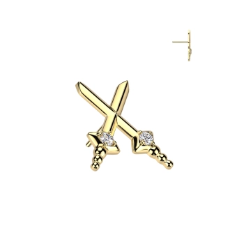 Złota tytanowa ozdoba push-in Cross Dagger