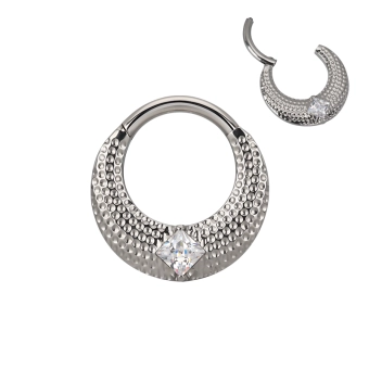 Tytanowy septum daith clicker Arcana biała cyrkonia