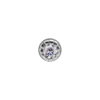 Biała cyrkonia w oprawie milgrain bezel set z białego złota 18k