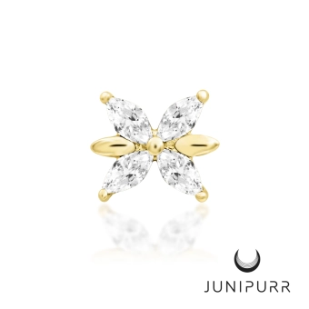 Lilliana White CZ ozdoba push-in z żółtego złota 14k