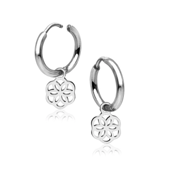 Stalowy clicker do ucha z zawieszką Flower of Life