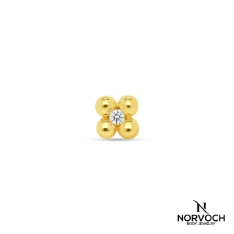 Four beads with gem ozdoba push-in z żółtego złota 14k z cyrkonią