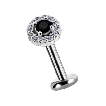 Labret Elegance czarny kryształek