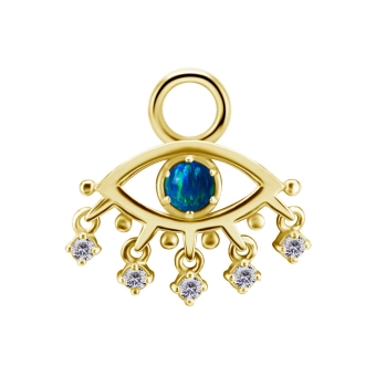 Gold piercing charm Goddess sea green opal