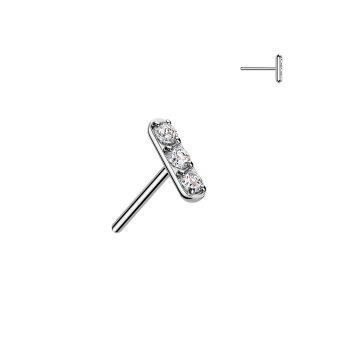 Titanium threadless push-in Neo top  with three Cubic Zirconias