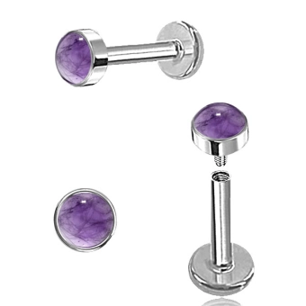 Labret z oczkiem Ametyst