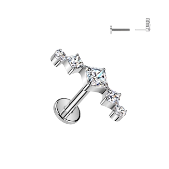 Titanium push-in Vetiver labret with clear gems