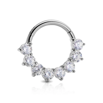 Titanium septum daith clicker Asteria clear gems