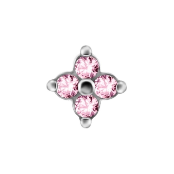Quatro gem flower ozdoba push-in z różowymi cyrkoniami